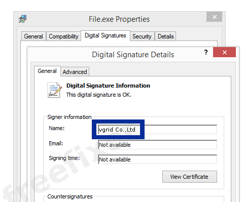 Screenshot of the vgrid Co.,Ltd certificate
